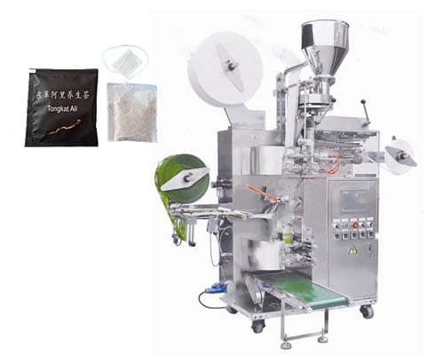 tea bag machine with string and tag